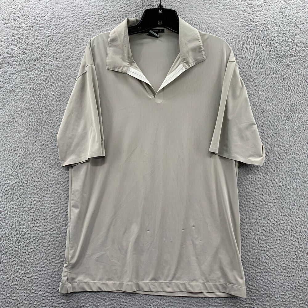 TIGER WOODS Polo Shirt Mens Medium Nike Fit Dry Short Sleeve Gray Golf*